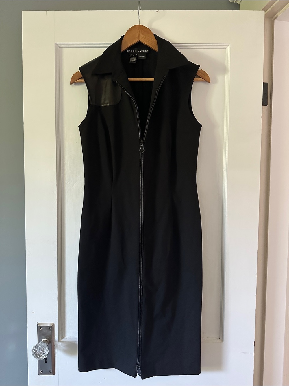 Black Label Ralph Lauren Leather zip up Dress Sz 8